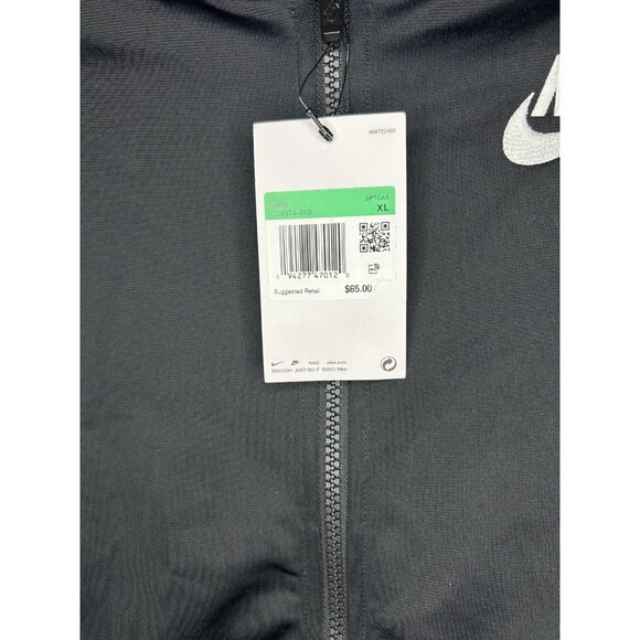 Nike Jacket Youth XL Black White Logo Swoosh Track Full Zip CU8374 Lightweight - Picture 12 of 12